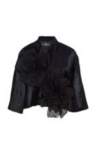 J. Mendel Floral-appliqued Broadtail Cropped Jacket