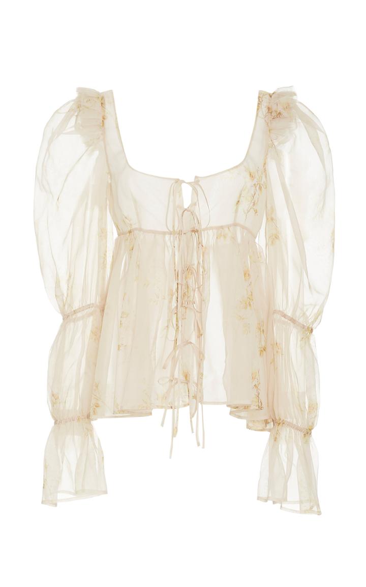 Brock Collection Ruffled Floral-print Silk-chiffon Top