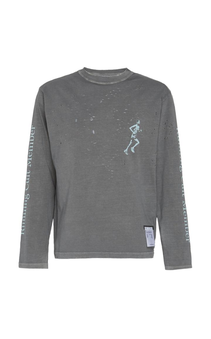 Satisfy Moth Eaten Long Distressed Cotton T-shirt Size: 3