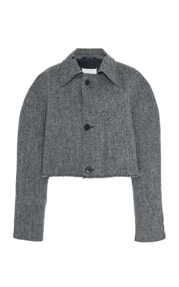 Maison Margiela Two-tone Oversized Cropped Wool Jacket
