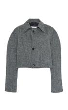 Maison Margiela Two-tone Oversized Cropped Wool Jacket