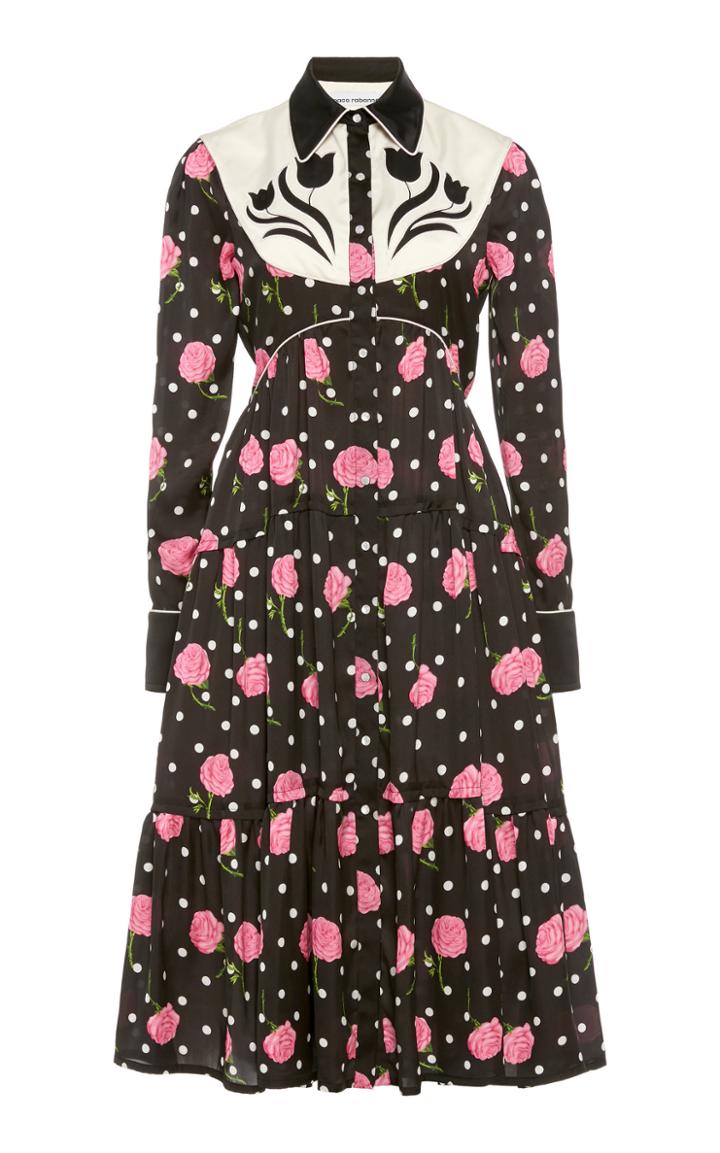 Moda Operandi Paco Rabanne Floral-print Satin Western Shirt Dress Size: 34
