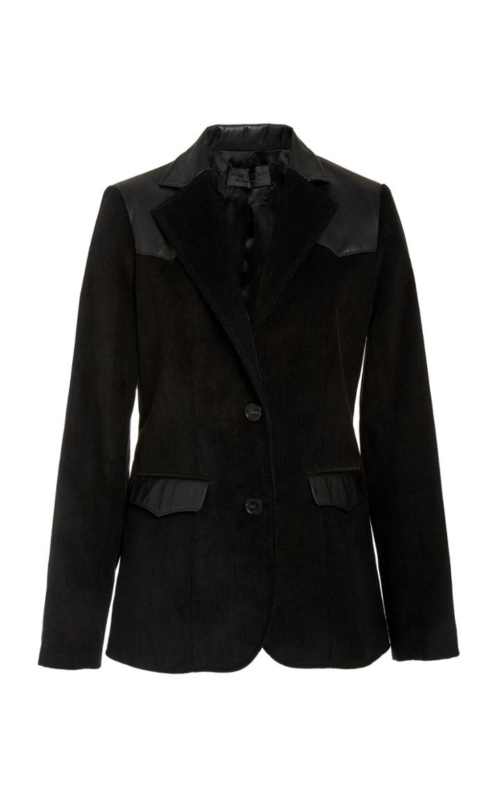 Nili Lotan Jillian Tailored Leather-trimmed Cotton Blazer