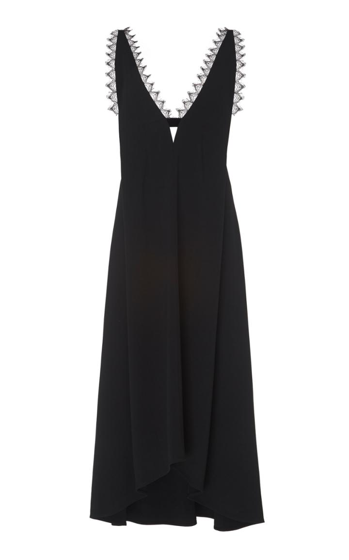 Victoria Beckham Lace-trimmed Sleeveless Crepe Midi Dress