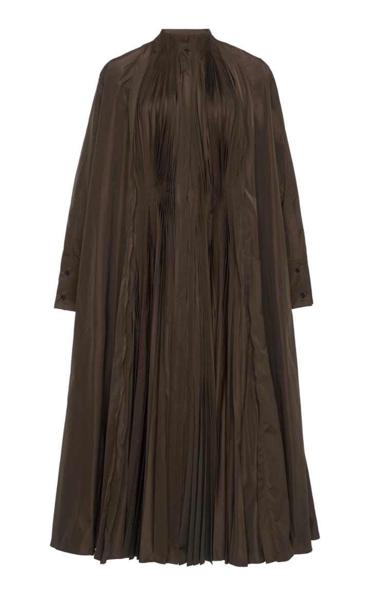 Moda Operandi Jil Sander Pleated High-neck Long Sleeve Midi Dress