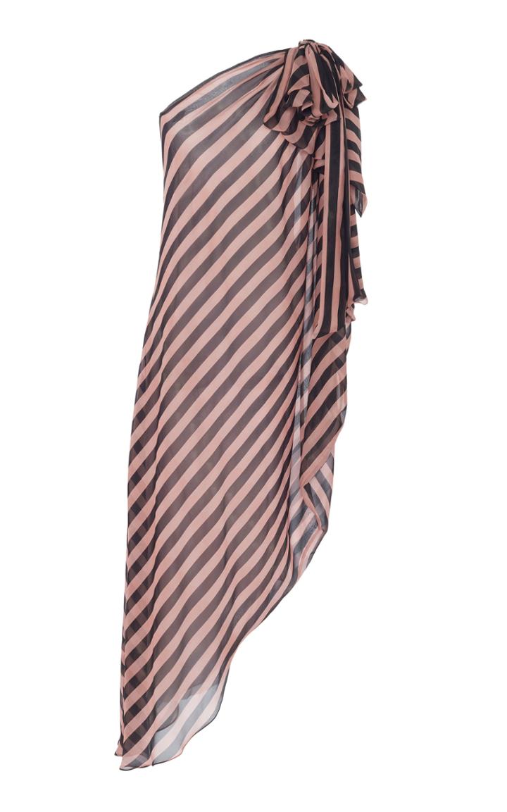Temperley London Linden Stripe Draped Silk Dress