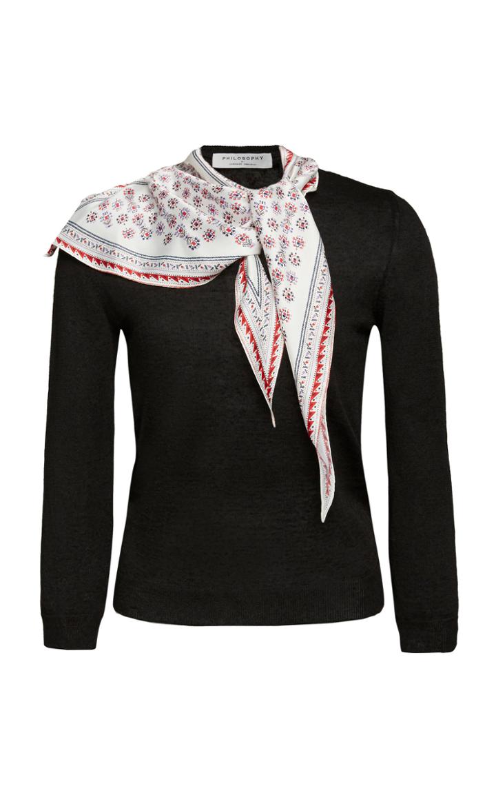 Philosophy Di Lorenzo Serafini Linen-blend Scarf-neck Sweater