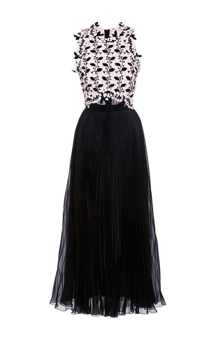 Giambattista Valli Short Sleeve Eyelet Leaf Dress