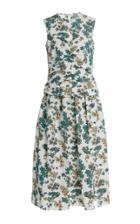 Victoria Victoria Beckham Ruched Floral-print Cloque Midi Dress