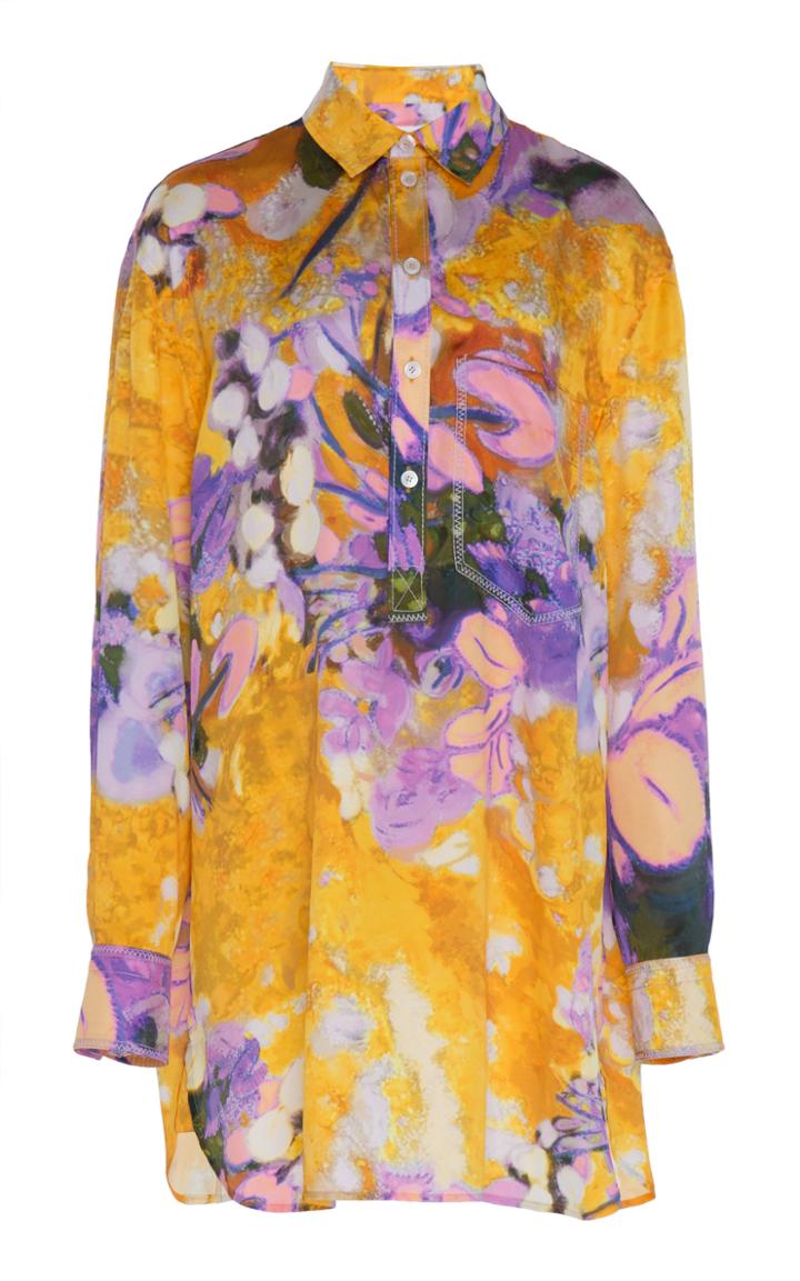 Moda Operandi Peter Pilotto Printed Draped Twill Shirt Dress Size: S