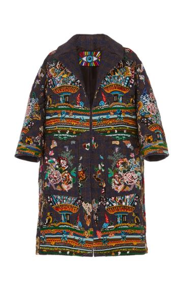 Libertine Embroidered Plaid Patch Pocket Coat