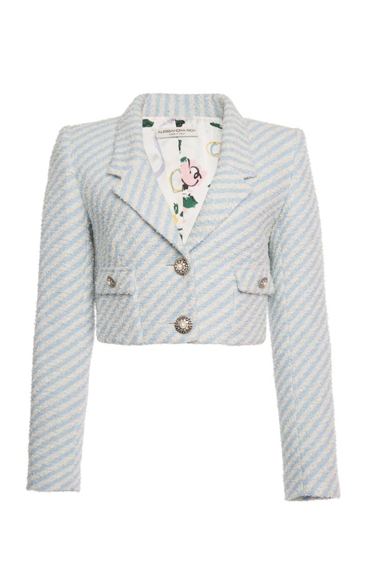 Moda Operandi Alessandra Rich Striped Tweed Cropped Blazer