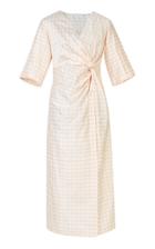 Lake Studio Wrap-effect Gingham Silk- Dress