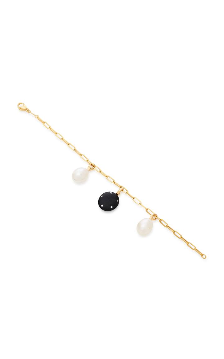 Cvc Stones Valor And Pearl 18k Gold Charm Bracelet