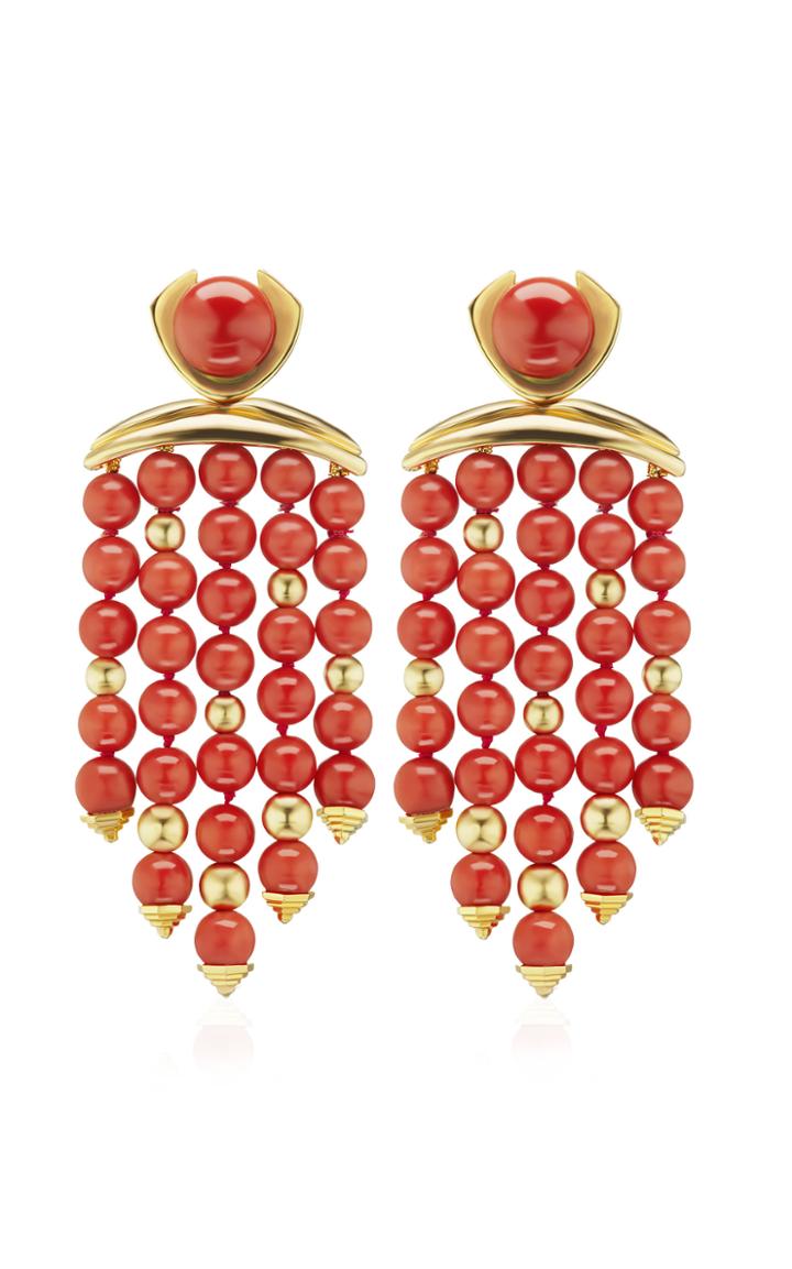 Moda Operandi Assael One Of A Kind 18k Yellow Gold Fringe Coral Earrings