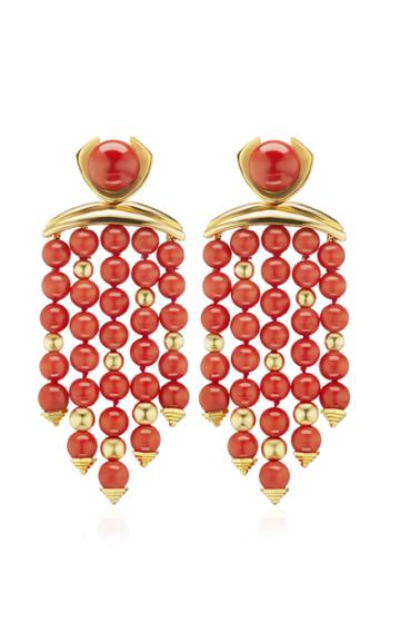 Moda Operandi Assael One Of A Kind 18k Yellow Gold Fringe Coral Earrings
