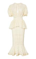 Johanna Ortiz Lovers Bridgelush Broderie Anglaise Cotton Peplum Dress