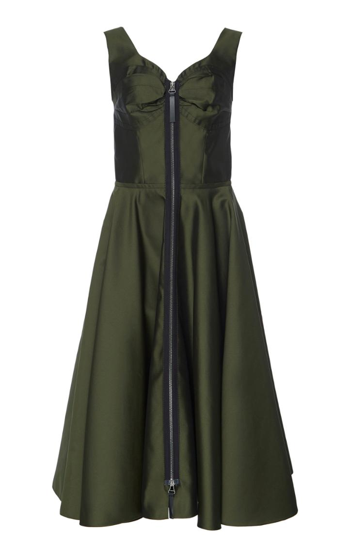 Marni Zip Detailed Satin Tea Length Dress