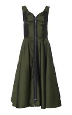 Marni Zip Detailed Satin Tea Length Dress
