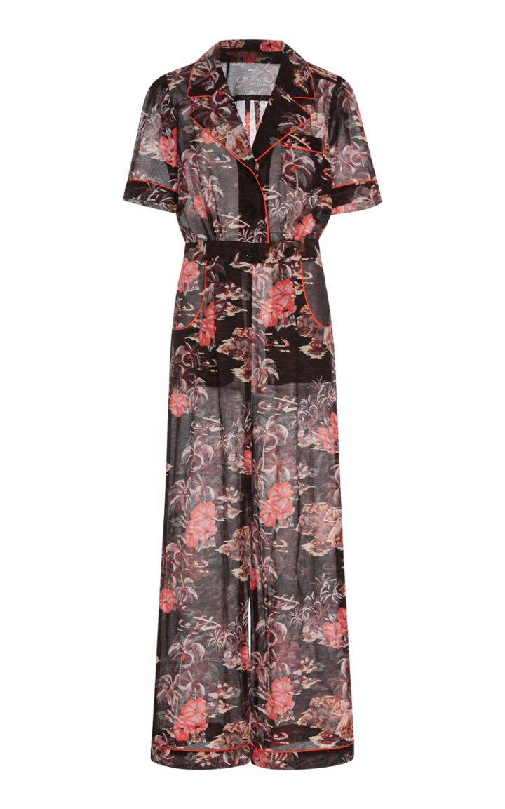 Anna Sui Hibiscus Islands Cotton And Silk Blend Jumpsuit