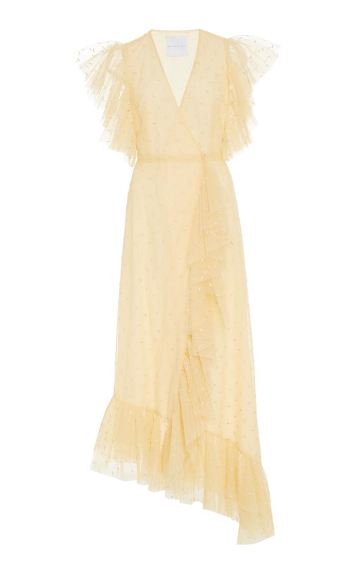 Moda Operandi Markarian Harmon Buttercup Glitter Dotted Tulle Cascading Ruffle Gown