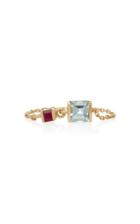 Yi 18k Gold Ruby And Aquamarine Chain Ring