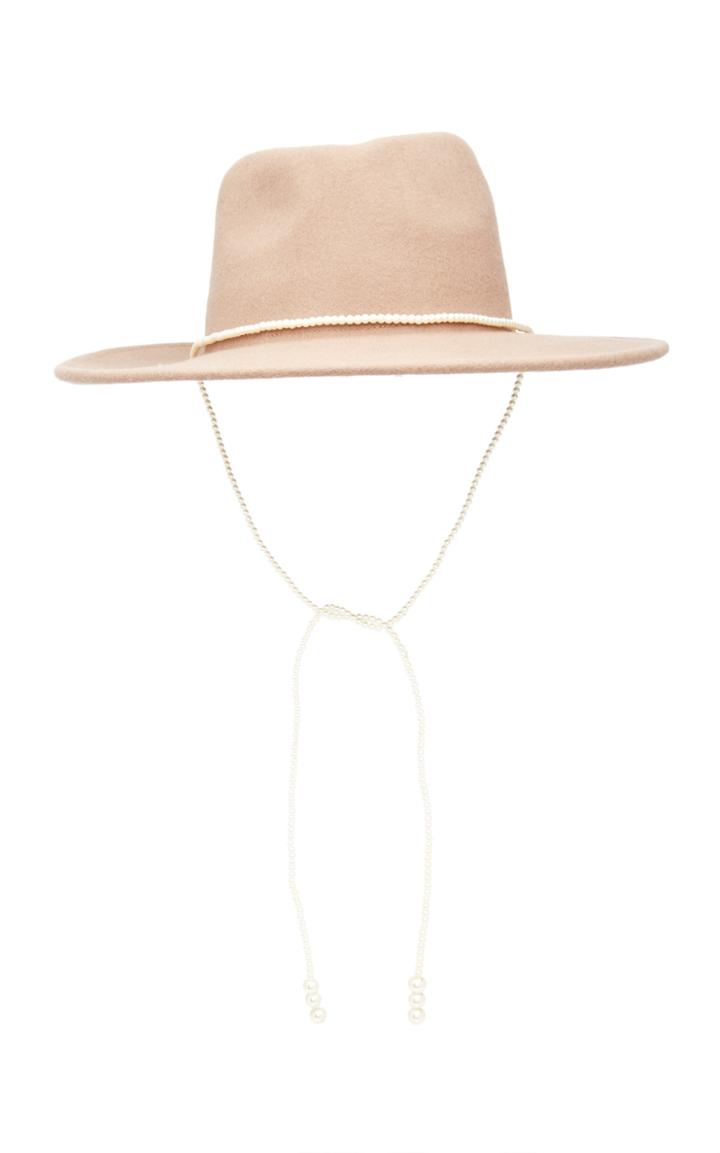 Avenue Mercer Faux Pearl-embellished Wool Fedora