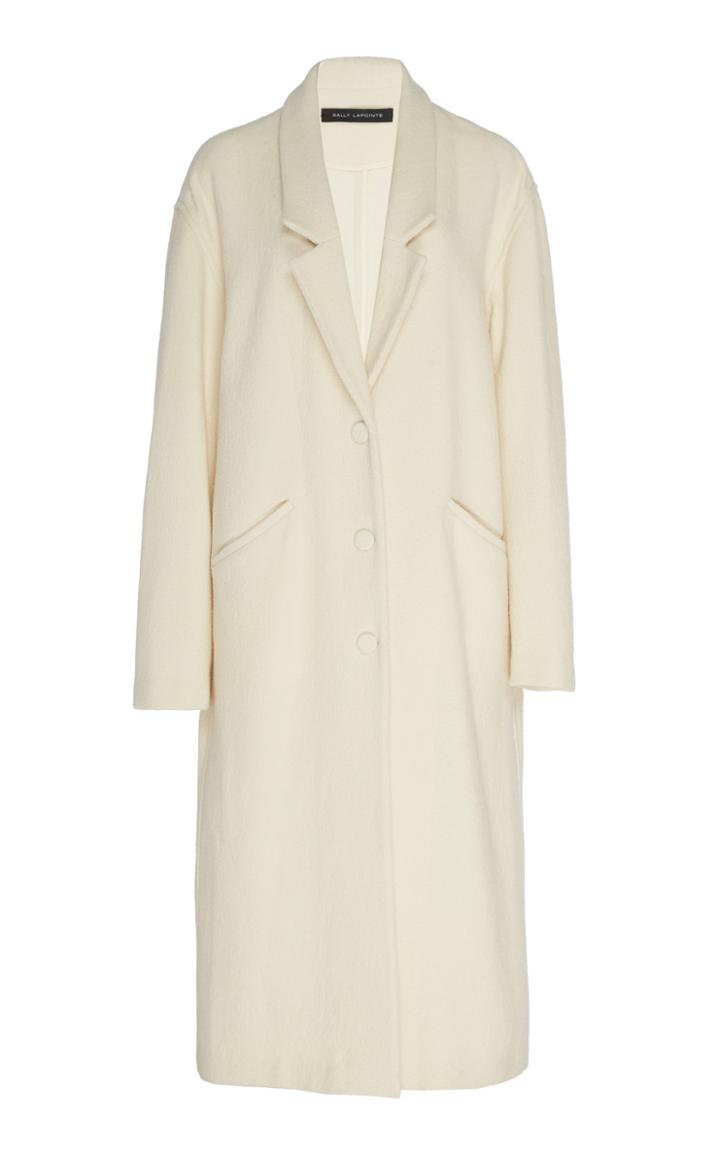 Sally Lapointe Wool Boucle Long Dropped Collar Coat