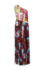 Tome One Shoulder Pleated Floral Dress