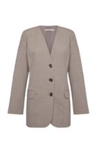 Moda Operandi Anna Quan Peyton Collarless Wool-blend Jacket