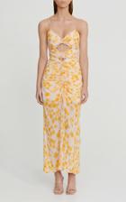 Moda Operandi Significant Other Angelina Cutout Ruched Printed Swiss Dot Maxi Dress