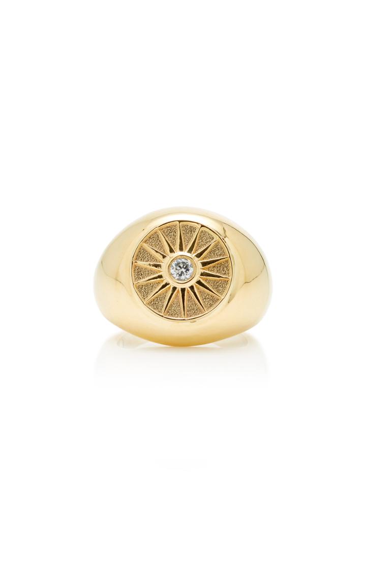 Jacquie Aiche 14k Yellow Gold Diamond Center Round Compass Ring
