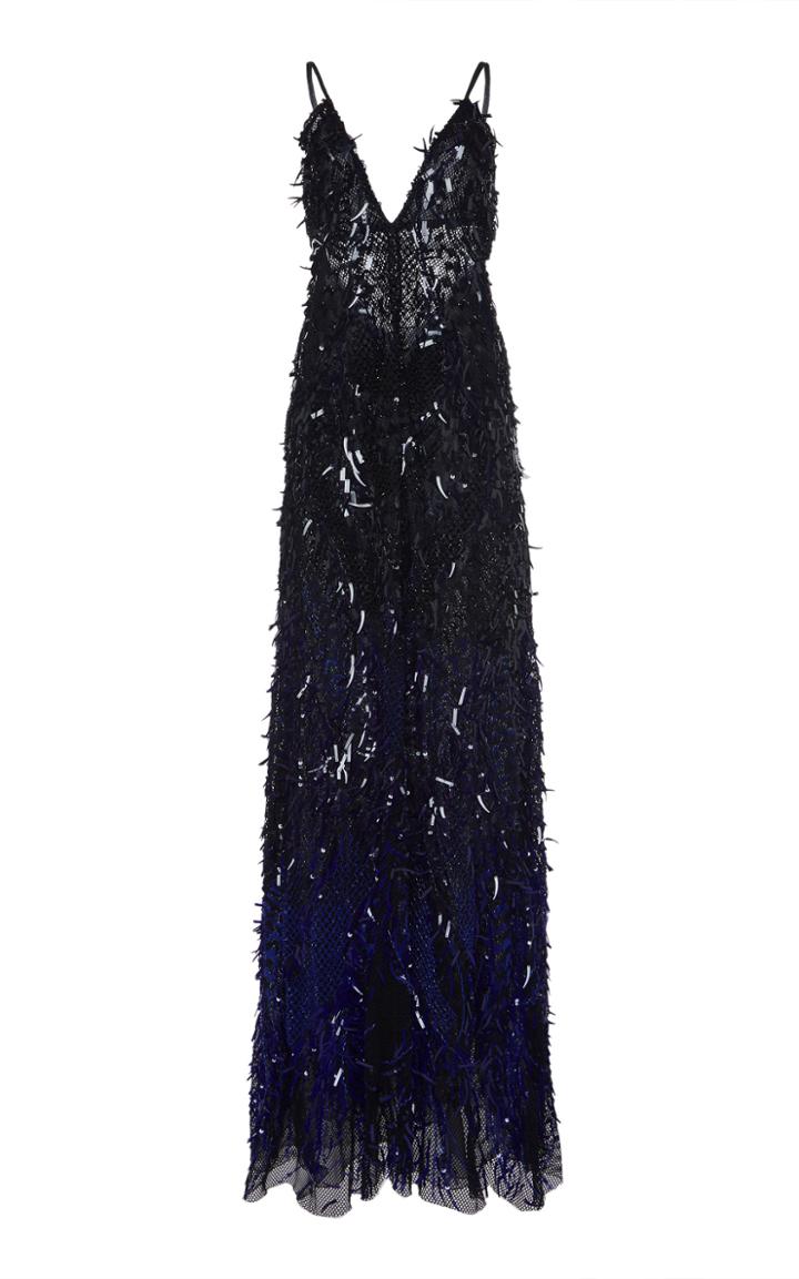 Moda Operandi Alberta Ferretti Tulle Paillette Embellished Sleeveless Gown Size: 38