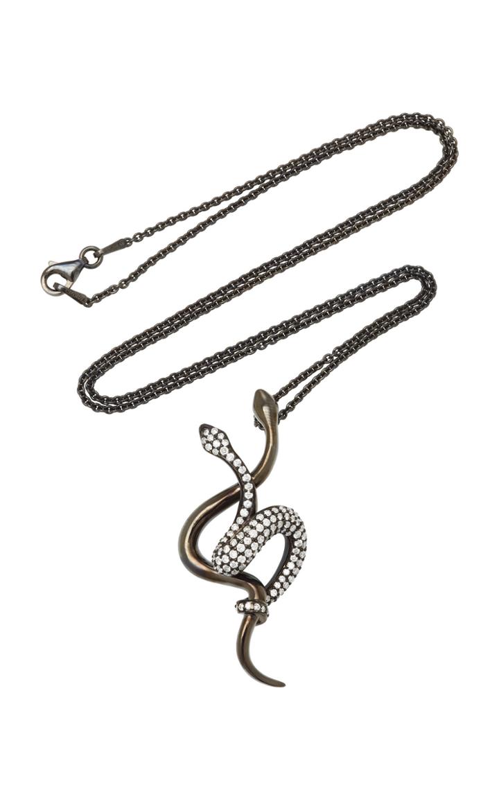 Lynn Ban Jewelry Black Rhodium Silver Diamond Necklace