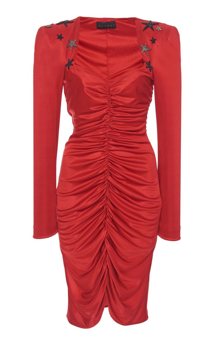 Dundas Ruched Embellished Crepe De Chine Mini Dress