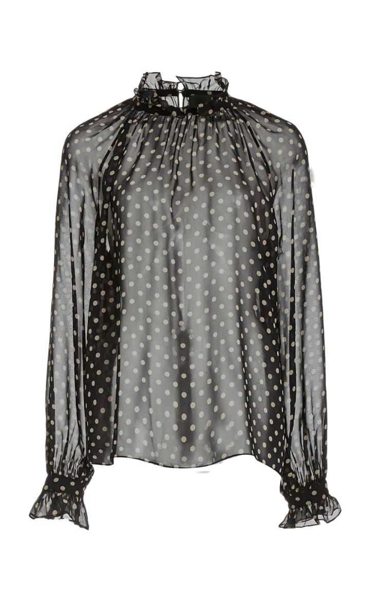Moda Operandi Nili Lotan Sandy Ruffled Polka-dot Silk Top