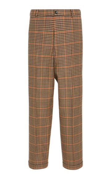 Pt Forward Checked Wool-blend Straight-leg Pants