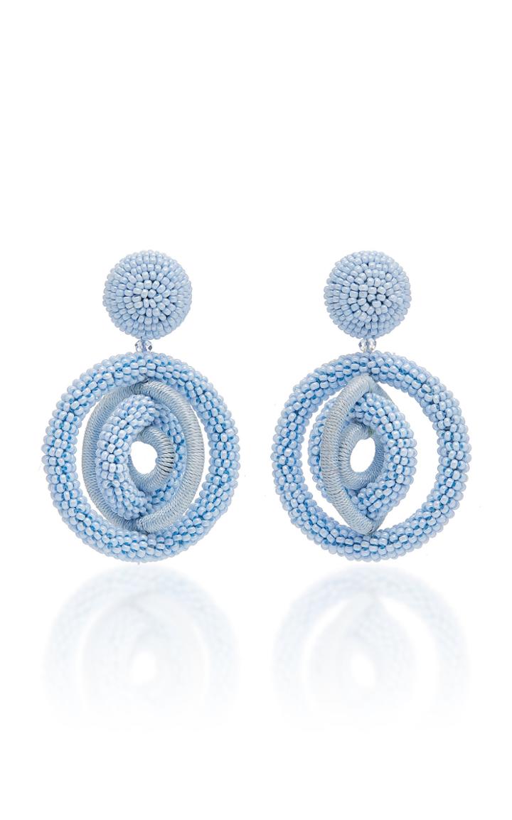 Oscar De La Renta Beaded Gold-tone Clip Earrings
