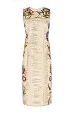 Oscar De La Renta Embroidered Wool Midi Dress