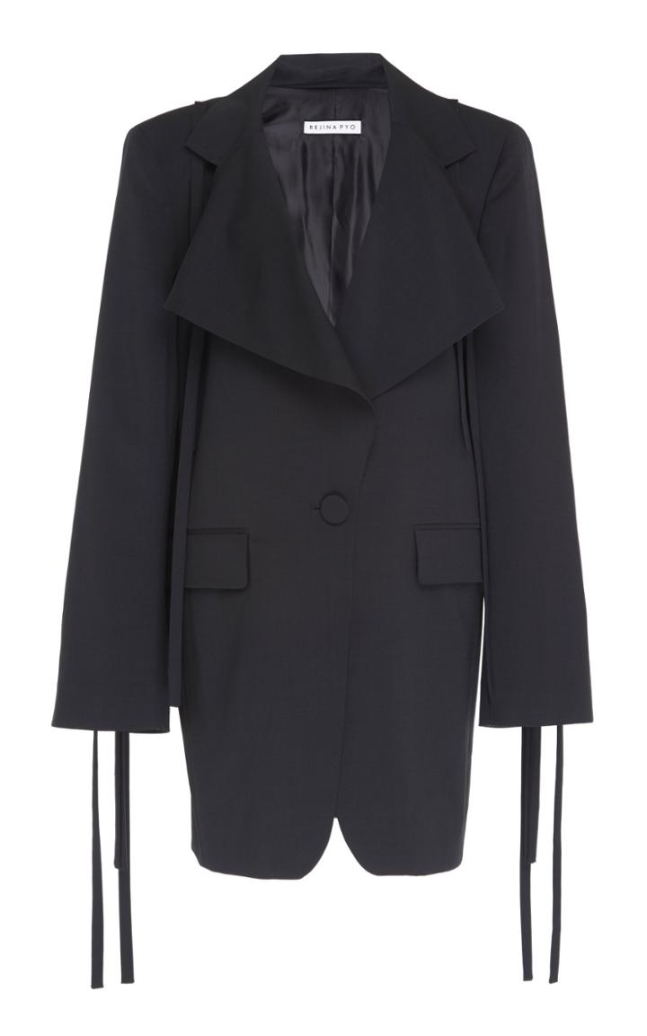 Rejina Pyo Christine Collared Tie-detailed Crepe De Chine Jacket
