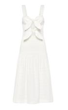 Moda Operandi Rebecca Vallance Jame Bow-detailed Embroidered Cotton-blend Midi Dress