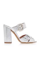 Tabitha Simmons Reyner Crystal-embellished Metallic Leather Sandals