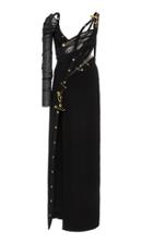 Versace Studded Chiffon Slit Dress