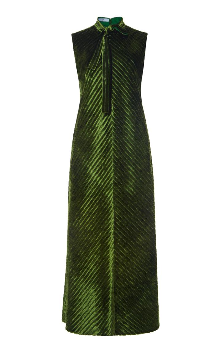 Prada Tie-detailed Velvet Midi Dress