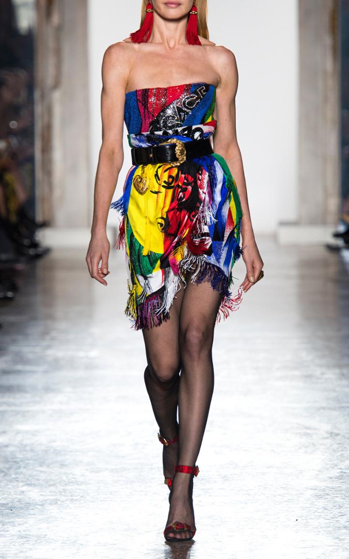 Versace Silk Twill Fringe Skirt