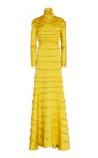 Maison Rabih Kayrouz Long Sleeve Satin Frill Gown