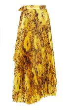 Richard Quinn Floral-print Pliss-satin Midi Skirt