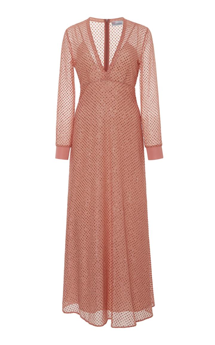 Red Valentino Long Sleeve Glitter Pois Dress