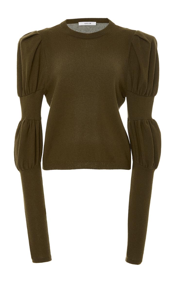 Adeam Gathered Sleeve Cashmere Top