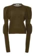 Adeam Gathered Sleeve Cashmere Top